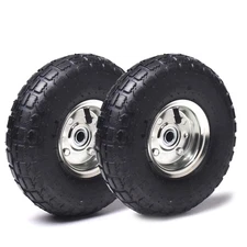 (2 Pack) 4.10/3.50-4 Tire and Wheel, Replacement Pneumatic Tires 10-Inch Whee...