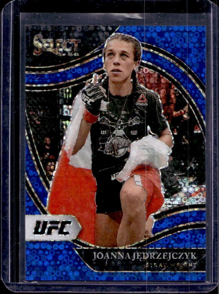 2021 Select UFC Joanna Jedrzejczyk Blue Disco Prizms Octagonside #/99