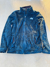The North Face Womens M Blue Full Zip Logo Outdoor Mid-Length Jacket