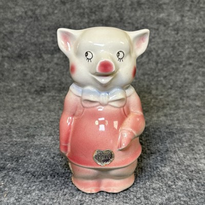 Vintage New York 1946 Royal Copley 6'' Ceramic Pink Pig Piggy Bank