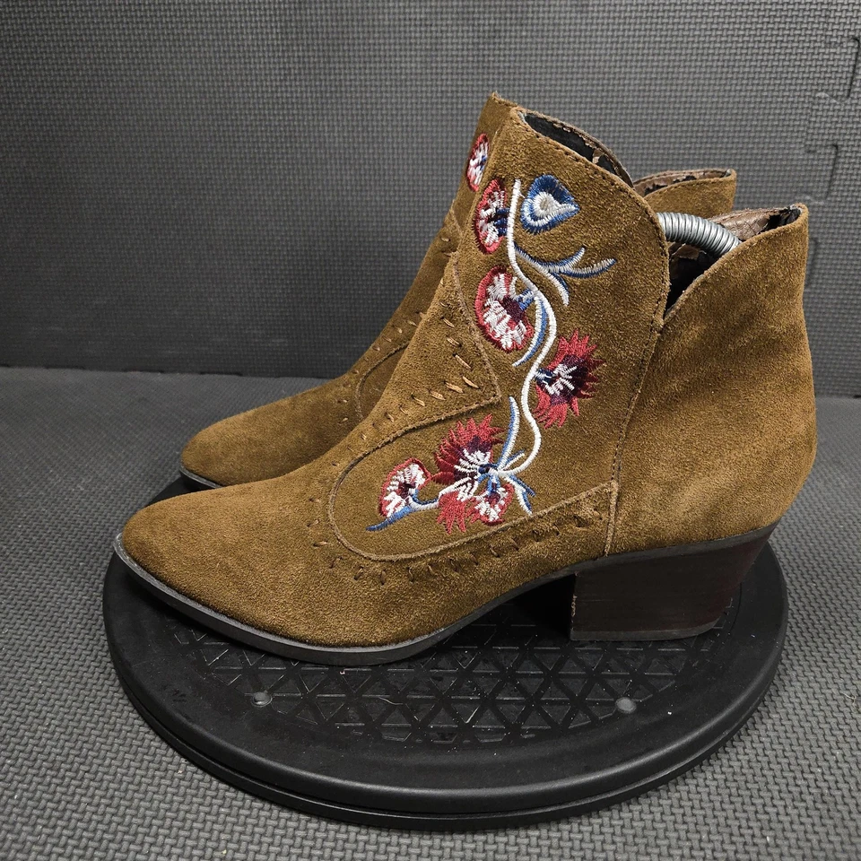 Carlos Santana Botas Mujer Talla 8 Marrón Gamuza Bordado Western Botines Foto 4 de 4
