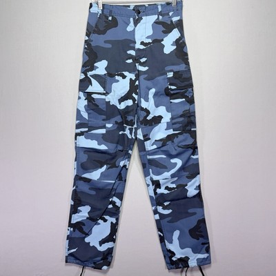 Military Cargo Pants - Navy / Baby Blue Camouflage - Baggy