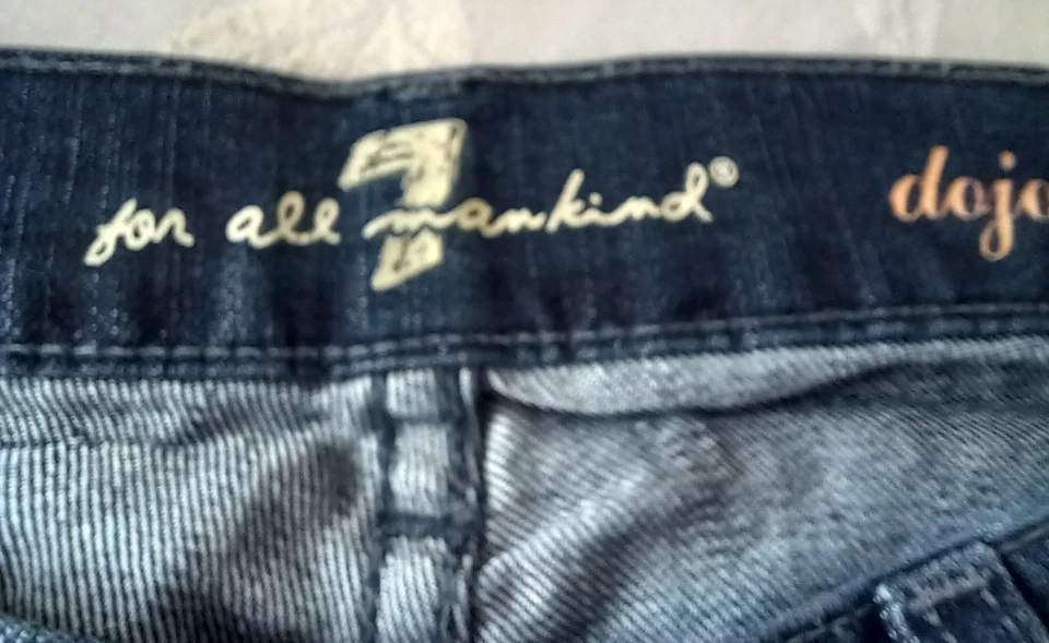 7 FOR ALL MANKIND Dojo Denims Flared Wide Leg Blue Jeans size 29 - Made in USA - Image 4 of 4