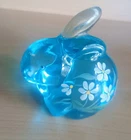 Vintage Fenton Blue Glass Rabbit Figurine Hand Painted Flowers Signed A. Sutton