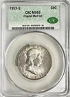 1953 S FRANKLIN HALF DOLLAR CACG MS65