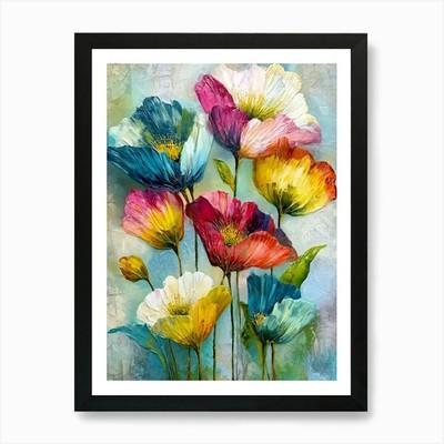 Poppies nature flora art 3 Art Prin Framed Wall Art Poster Canvas Print Picture