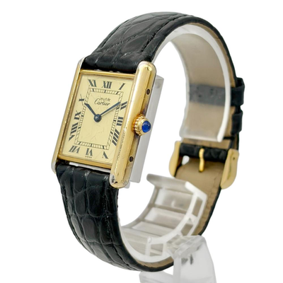 Cartier Must Tank LM Vermeil 590005 Quartz Watch Ivory Dial SV925