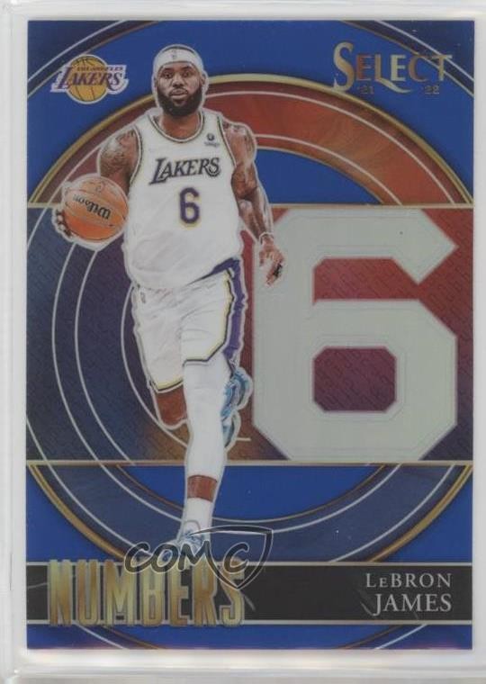 2021-22 Panini Select Select Numbers Blue Prizm LeBron James #6 1g34