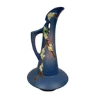 Roseville Pottery Bittersweet Blue Pitcher Vase 178-10 Art Deco Floral Ceramic