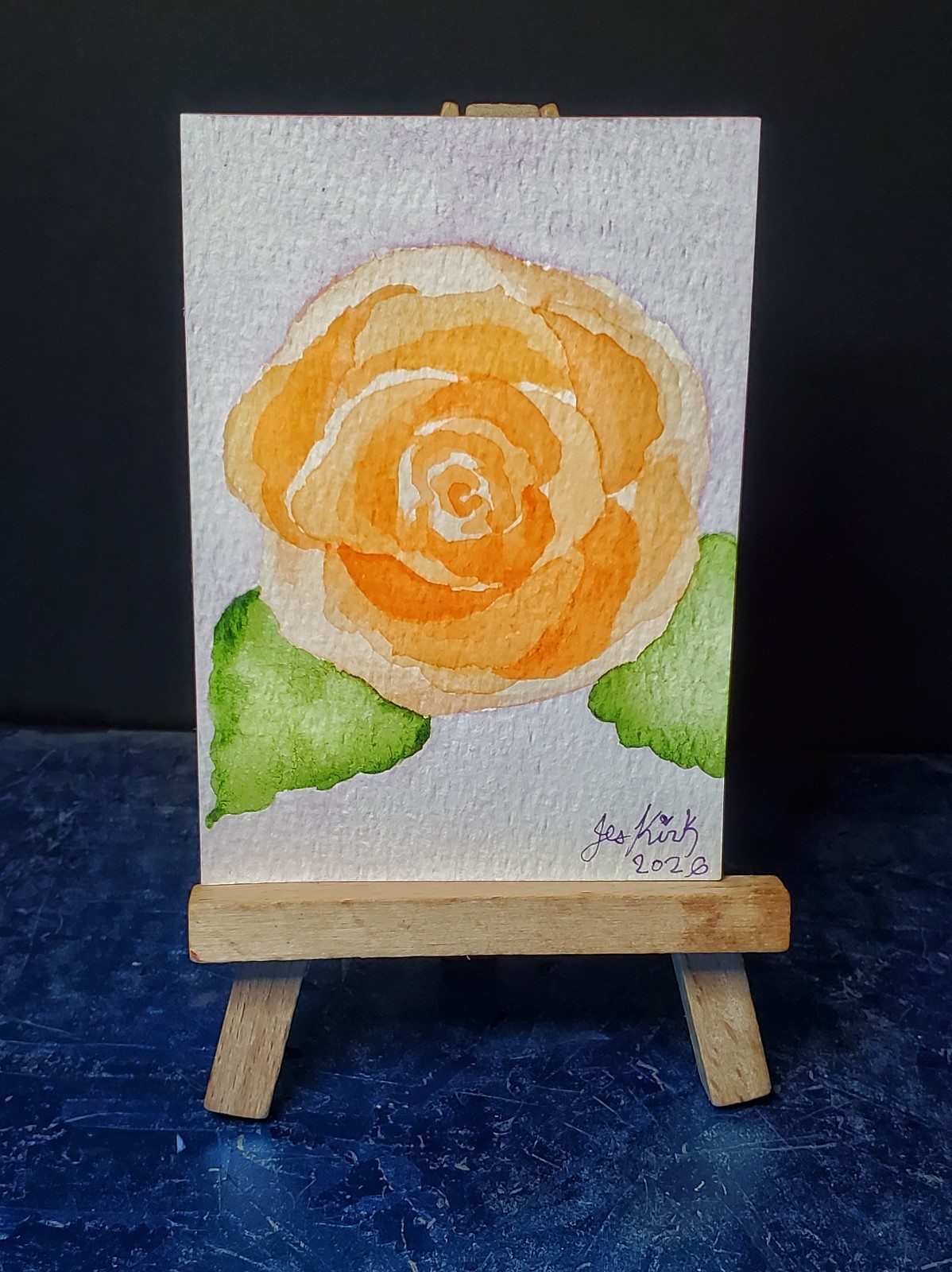 aceo original painting 2.5 x 3.5 watercolor rose