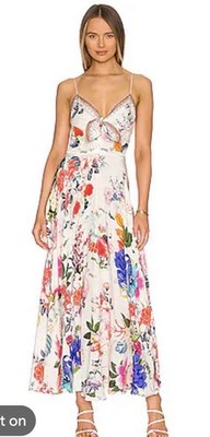 NEW Camilla Long Dress Bow Tie Memories Of A Garden Size XXS Floral $699 NWT