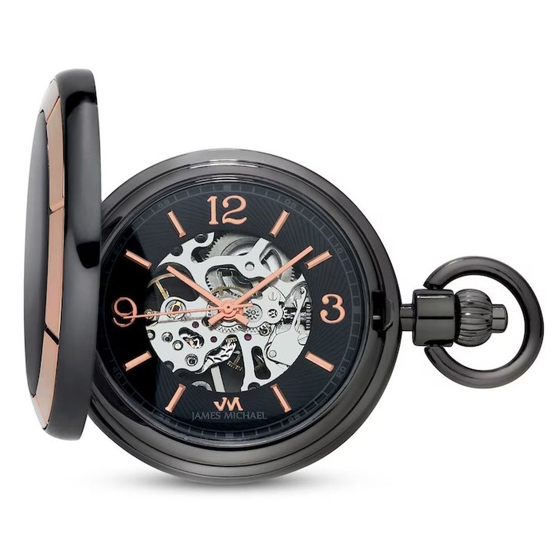 James Michael Black Skeleton Dial Mechanical Mens Pocket Watch PMA011034 12990₽