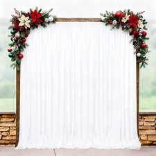 White Backdrop Polyester Background Drapes 10Ft X 8Ft Wedding Curtain Backdrops