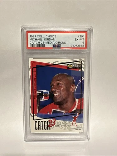 1997 Michael Jordan Collectors Choice Catch 23 Media Circus Card #191 PSA 8