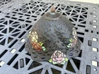 ANTIQUE LEADED STAINED GLASS TIFFANY STYLE GEODOMED LAMP SHADE WITH PINIAL