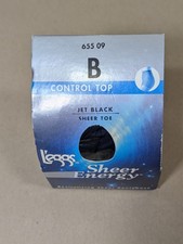L'eggs Leggs Sheer Energy Opaques Sheer Toe Pantyhose Size B Jet Black 655 09