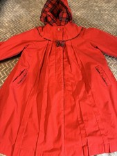 Rothschild Girls Red Coat Vtg Long Jacket Hood Pockets Medium  Read Below