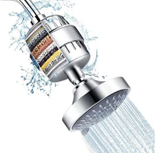 High Pressure Shower Head and 15 Stage Shower Filter Combo 5 Spray mode