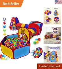 Colorful 5pc Kids Playhouse Set - Easy Pop-Up Tents, Crawling Tunnels & Ball Pit