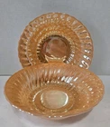 2 Vintage Anchor Hocking Fire-King Glass Peach Luster Serving Soup Bowls 8.5"