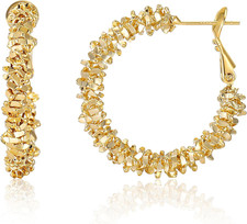 14K Gold Plated Hoop Earrings for Women, Trendy Gold Hoop Earrings Statement Cuf