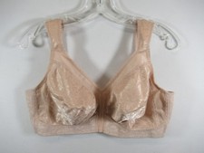 Playtex 18-Hour Bra 42C Beige Wide Strap Wireless Satin Floral 4693
