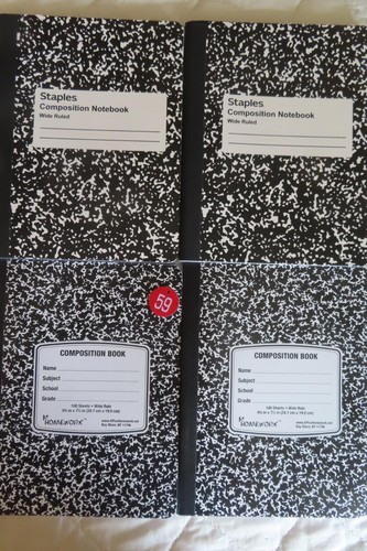 STAPLES A+ HOMEWORK COMPOSITION BOOK WIDE RULE (4) 100 SHEETS NOS R59