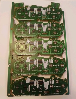 5 OEM SNES Controller PCBs Still In The Panel, Unique Collector's Item!