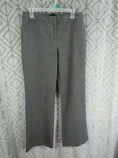 Nicole Miller Dress Pants Size 8 Gray Flat Front Pockets Hooks Zipper Career