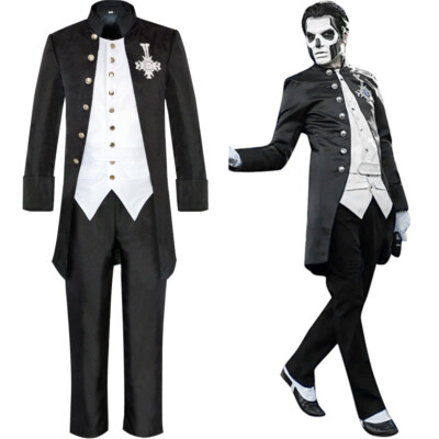 Papa Emeritus Inspired Cosplay Ghost B.C.Costume Suit Cross Brooch Outfit
