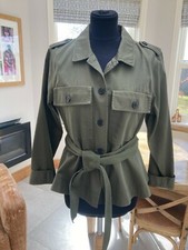 Bnwot J Crew Khaki Peplum, Belted Cotton Jacket Size L