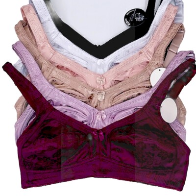 6 Packs Colors Bras Bralette Full Coverage Satin Wirefree Unpadded ...