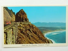 Neah Kah Nie Mountain Viewpoint Oregon Classic Car Sea Chrome Vintage Postcard