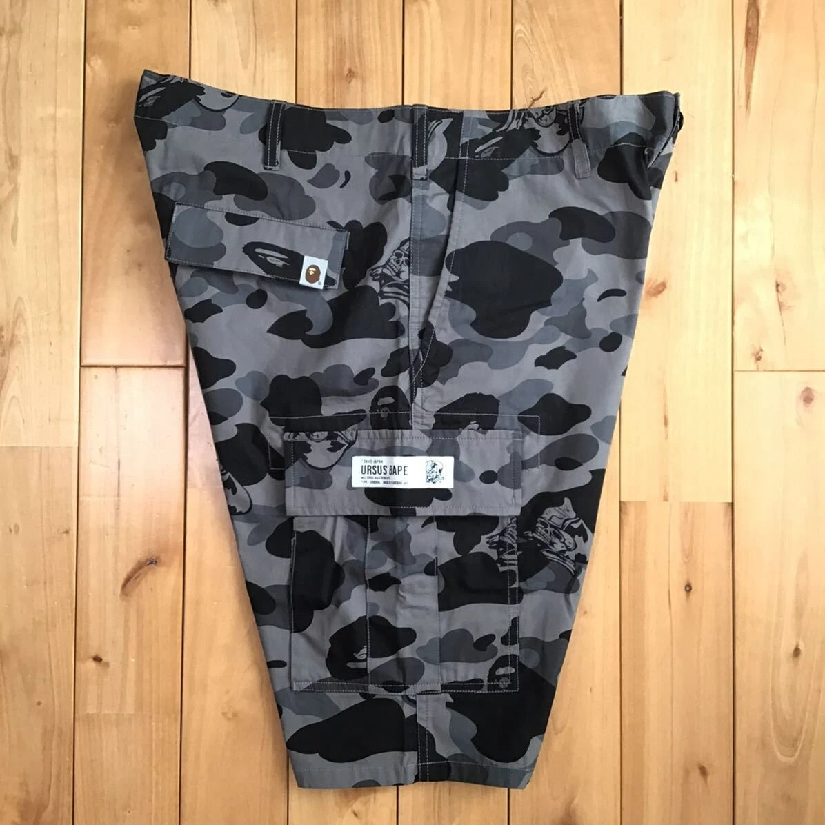 URSUS BAPE cargo shorts gray camo A Bathing Ape Size L | eBay