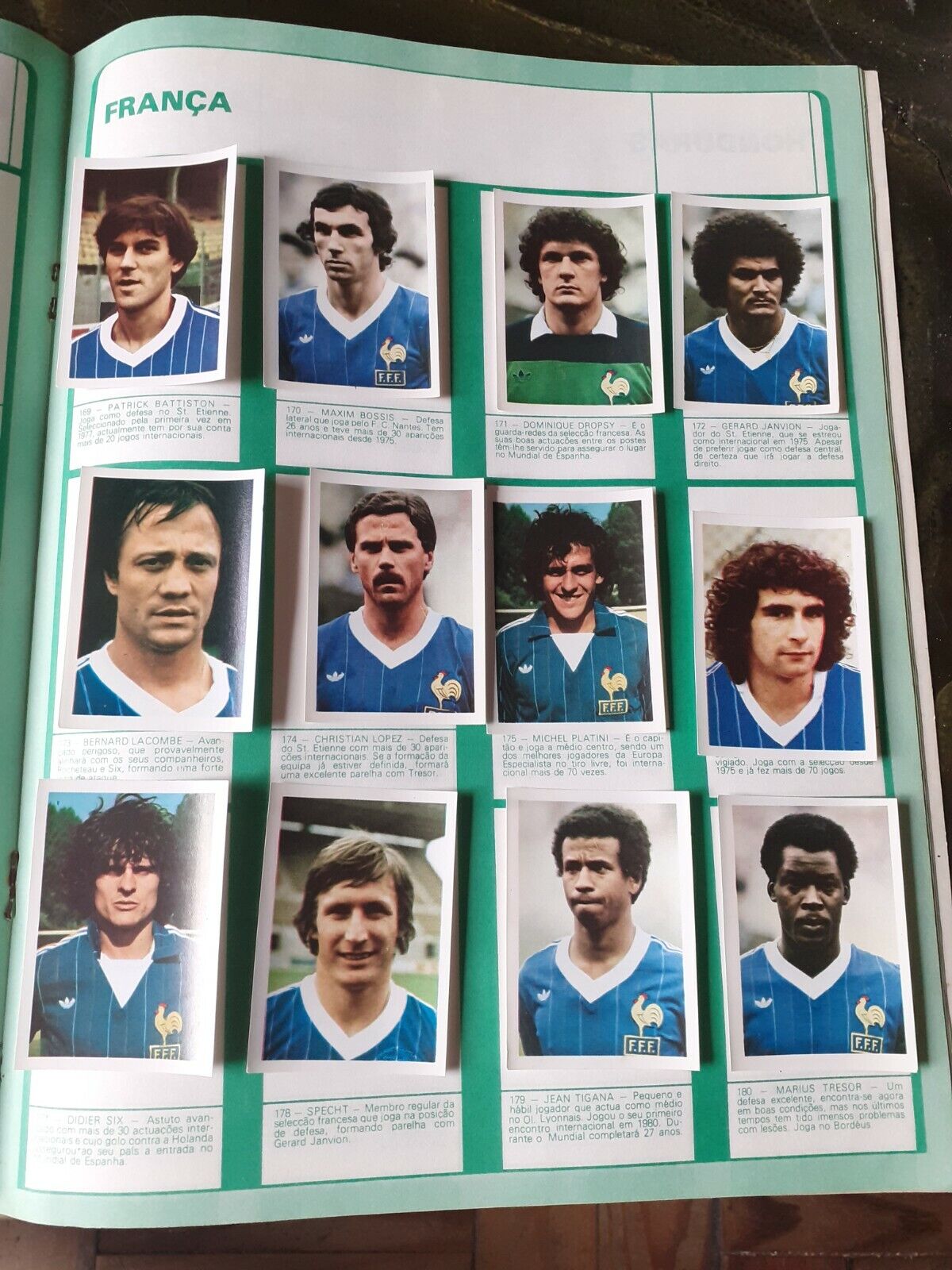 France complete set world Cup 82 Espanha sticker cards with Platini soccer