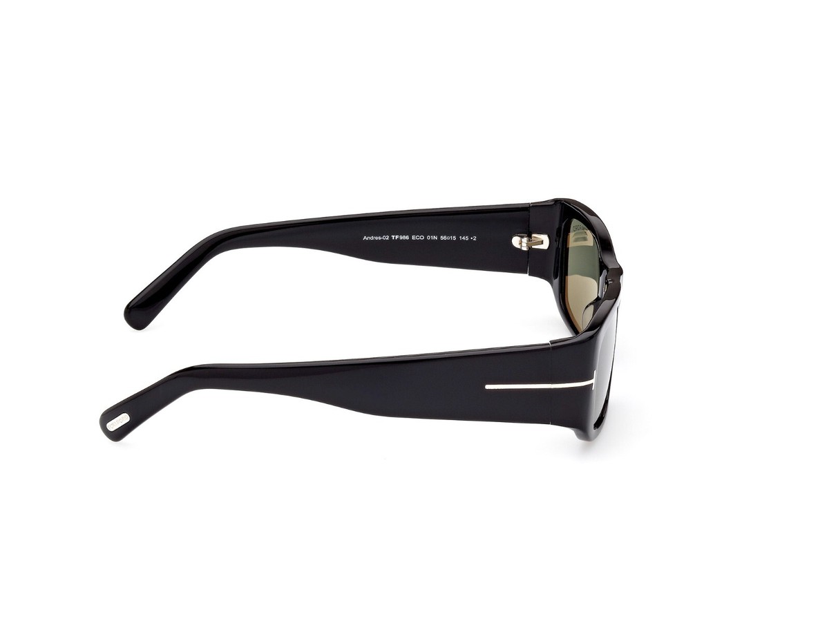 TOM FORD Andres-02 TF 986 ブラックサングラス Tom Ford Andres-02 TF986 ECO 01N Black Rectangular