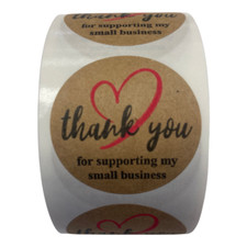 1 3/8" Thank you for Supporting My Small Business RED HEART 500 Kraft labels