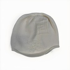 Fendi Wool Mustard Ribbed Beanie, Made in Italy