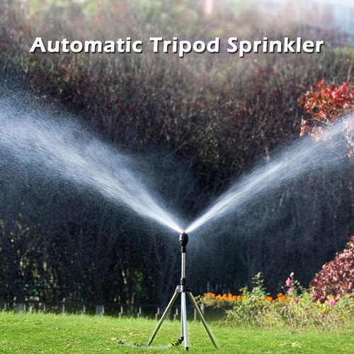 NEW Automatic Rotating Sprinkler W/Tripod 360-Degree Watering Nozzle For Garden - Picture 9 of 18