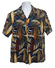 Vintage Styled RJC Floral Hawaiian Surf Board Shirt Men's sz L Large USA Made