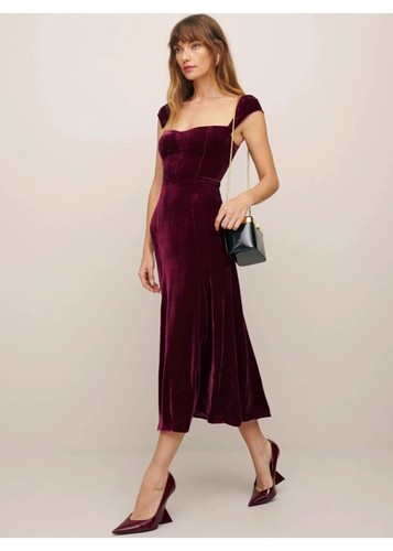 Reformation Damen Samt Urlaub Taille Kleid - Bild 9 von 19