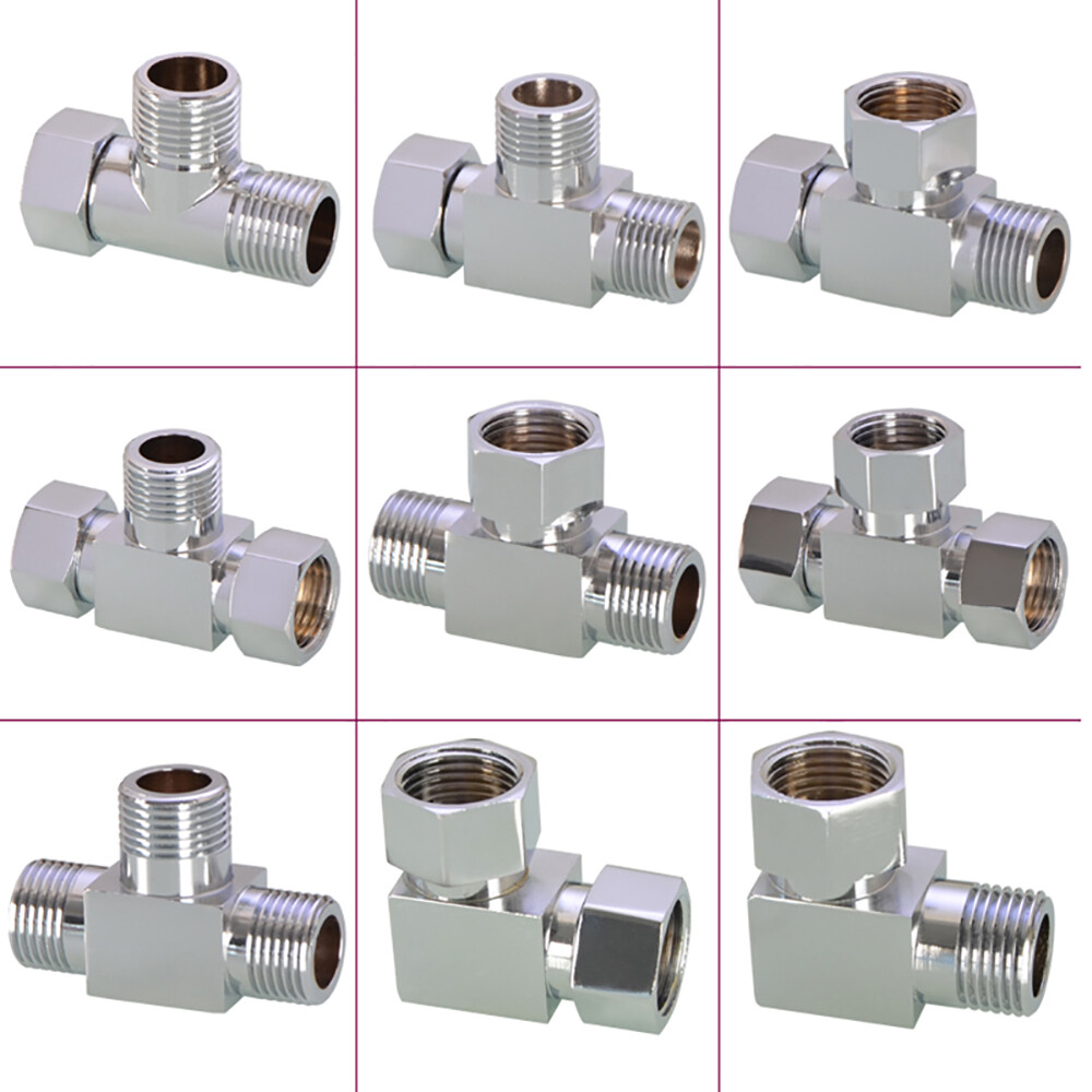 G1/2 Zoll T-Stück Kupfer - 3-Wege Verteiler Mit Dichtungen Für Wasseranschlüsse, 20mm Gewinde