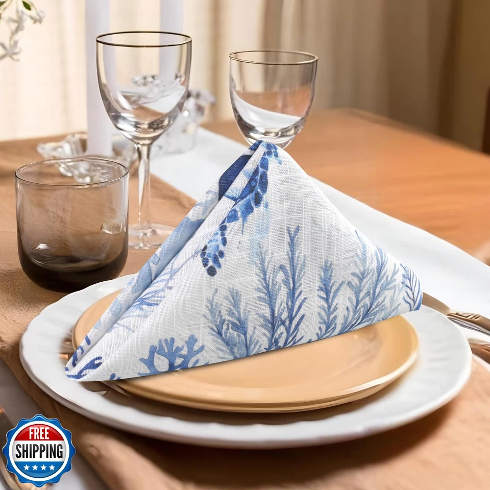 Juego de 4 servilletas de tela de algodón Vista vintage (17" x 17") - pestaña impresa digitalmente Foto 2 de 4