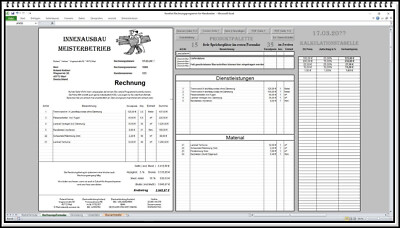 Rechnungssoftware Rechnungsprogramm Handwerksbetriebe Handwerker Excel  Software