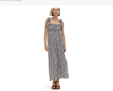 DVF Diane Von Furstenberg For Target Smocked Strap Neutral Poppy Midi Dress L