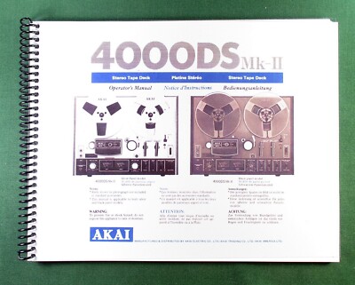 Akai GX-4000DS MKII Instruction Manual: Full Color 18 Pages & Protective Covers!