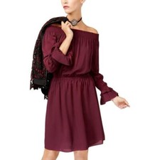 KOBI Womens Zena RED Off-The-Shoulder SMOCKED Blouson Peasant Dress SZ S NWT