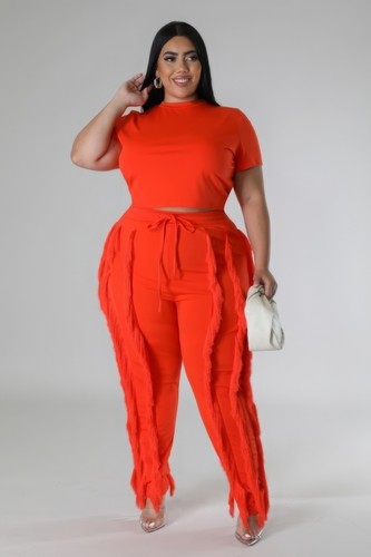 Women's Plus Crop Top Shirt & Pants Set Long Sleeve Loungewear Seamless Casual - Picture 2 of 10