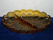 Divided Amber Glass Candy Dish