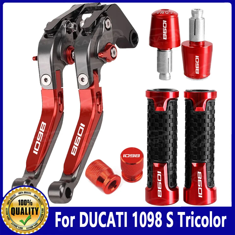 For DUCATI 1098 S Tricolor Brake Clutch Levers Handle Handle Grip End Cover Sets - Imagem 2 de 4